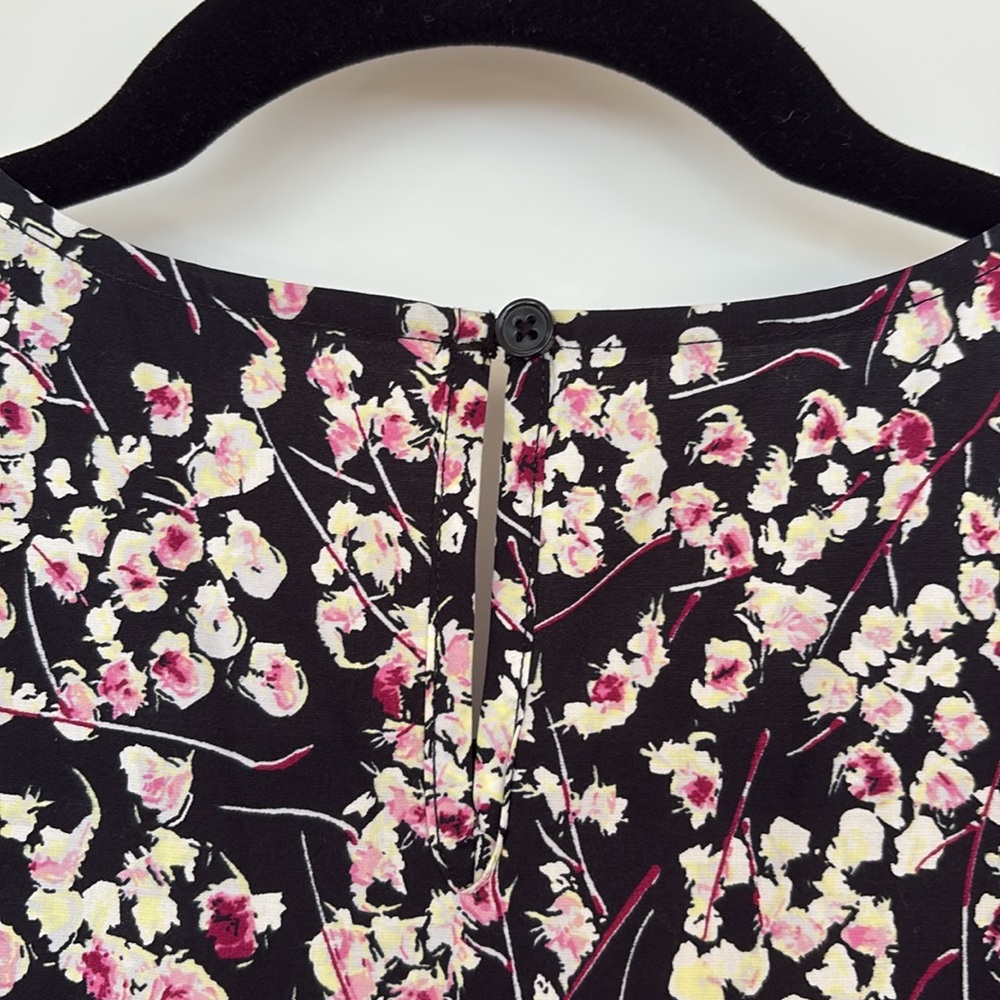 Banana Republic Poplin Cotton Tiered Floral Dress-NWT- Black/Pink- Size SMALL - Picture 8 of 12